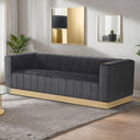 Foxy Velvet Sofa with Gold Steel Base Fully Assembled