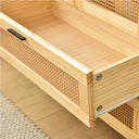 Solid Pine Wood Rattan Closet with 2 Drawers