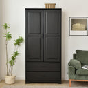 Solid Pine Wood Closet with Raised Doors and 2-Drawers