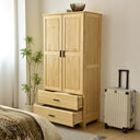 Solid Pine Wood Closet with Raised Doors and 2-Drawers