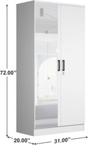 NW 104 - 2 Doors Wardrobe, Mirrored Door