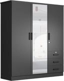 NW 361 - 61"Wide Mirrored Armoire 3 Drawers & Shelves