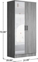 NW 104 - 2 Doors Wardrobe, Mirrored Door