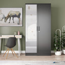 NW 104 - 2 Doors Wardrobe, Mirrored Door