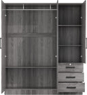 NW 361 - 61"Wide Mirrored Armoire 3 Drawers & Shelves