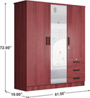 NW 361 - 61"Wide Mirrored Armoire 3 Drawers & Shelves