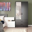 NW 108 - Mirrored 2 Door Wardrobe & 2 Drawers