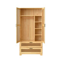 Solid Pine Wood Rattan Closet with 2 Drawers