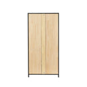 Solid Pine Wood Closet with Raised Doors and 2-Drawers