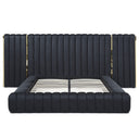 Luxurious Velvet Avalon With Wings Platform Bed