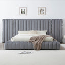 Luxurious Velvet Avalon With Wings Platform Bed