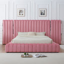 Luxurious Velvet Avalon With Wings Platform Bed