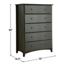 Solid Pine Wood Shaker Style 5 Drawers
