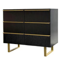 6-drawer Dresser In Mdf Wood With Gold Metal Legs And Handles.