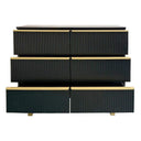 6-drawer Dresser In Mdf Wood With Gold Metal Legs And Handles.
