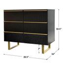 6-drawer Dresser In Mdf Wood With Gold Metal Legs And Handles.