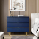 6-drawer Dresser In Mdf Wood With Gold Metal Legs And Handles.