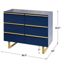 6-drawer Dresser In Mdf Wood With Gold Metal Legs And Handles.
