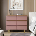 6-drawer Dresser In Mdf Wood With Gold Metal Legs And Handles.