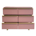 6-drawer Dresser In Mdf Wood With Gold Metal Legs And Handles.