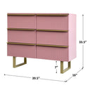 6-drawer Dresser In Mdf Wood With Gold Metal Legs And Handles.