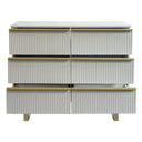 6-drawer Dresser In Mdf Wood With Gold Metal Legs And Handles.