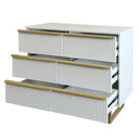 6-drawer Dresser In Mdf Wood With Gold Metal Legs And Handles.