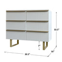 6-drawer Dresser In Mdf Wood With Gold Metal Legs And Handles.