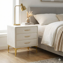 Velvet Upholstered Nightstand With Gold Legs