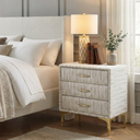 Elegant Upholstered Nightstand With Gold Legs