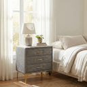 Elegant Upholstered Nightstand With Gold Legs