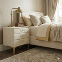Elegant Upholstered Nightstand With Gold Legs