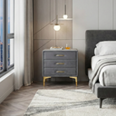 Velvet Upholstered Nightstand With Gold Legs