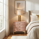 Elegant Upholstered Nightstand With Gold Legs