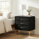 Elegant Upholstered Nightstand With Gold Legs