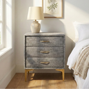 Elegant Upholstered Nightstand With Gold Legs
