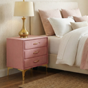 Velvet Upholstered Nightstand With Gold Legs