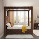 Canopy Luxurious Velvet Upholstered bed with Speaker & USB Connection