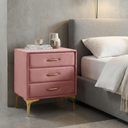 Velvet Upholstered Nightstand With Gold Legs