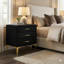 Elegant Upholstered Nightstand With Gold Legs