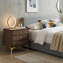 Velvet Upholstered Nightstand With Gold Legs