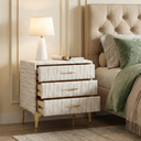 Elegant Upholstered Nightstand With Gold Legs