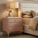 Elegant Upholstered Nightstand With Gold Legs