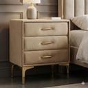 Velvet Upholstered Nightstand With Gold Legs