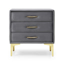 Velvet Upholstered Nightstand With Gold Legs