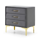 Velvet Upholstered Nightstand With Gold Legs