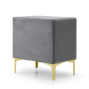 Velvet Upholstered Nightstand With Gold Legs