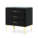 Velvet Upholstered Nightstand With Gold Legs