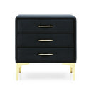 Velvet Upholstered Nightstand With Gold Legs