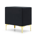 Velvet Upholstered Nightstand With Gold Legs